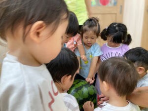 ぴーまん保育園弘明寺　すいか割り